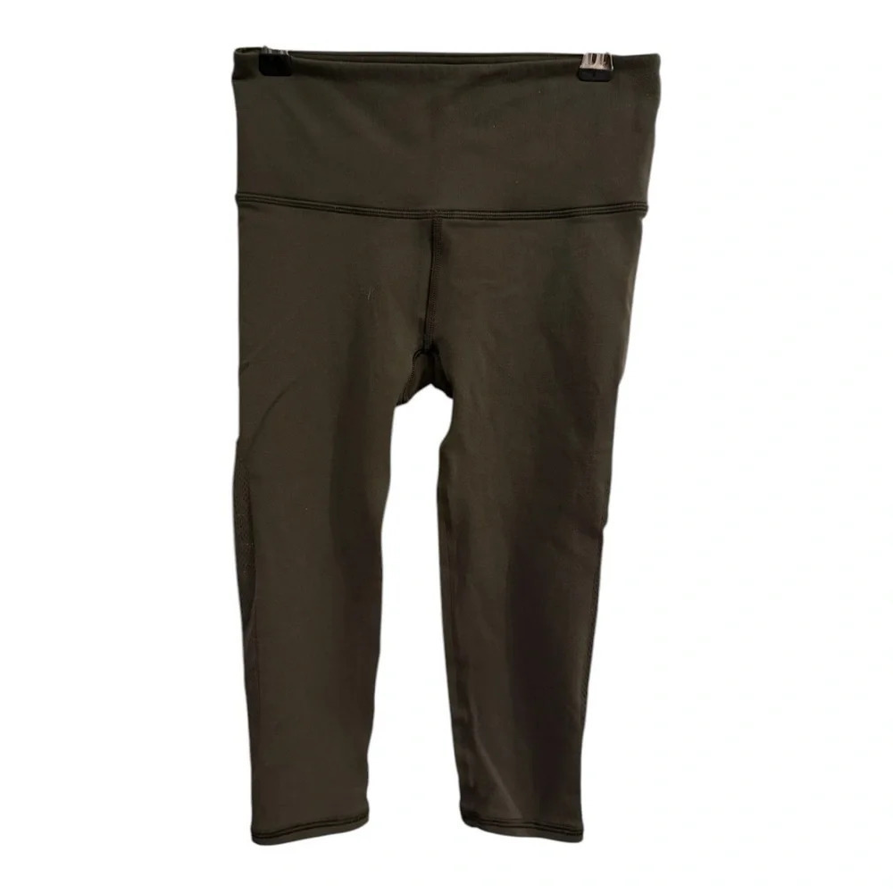 Lululemon Cropped WunderUnder Leggings Green Mesh Size XS